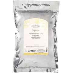 STB001 | Front of Starwest Botanicals Organic Rooibos Tea C/S pouch, Aspalathus linearis, origin South Africa