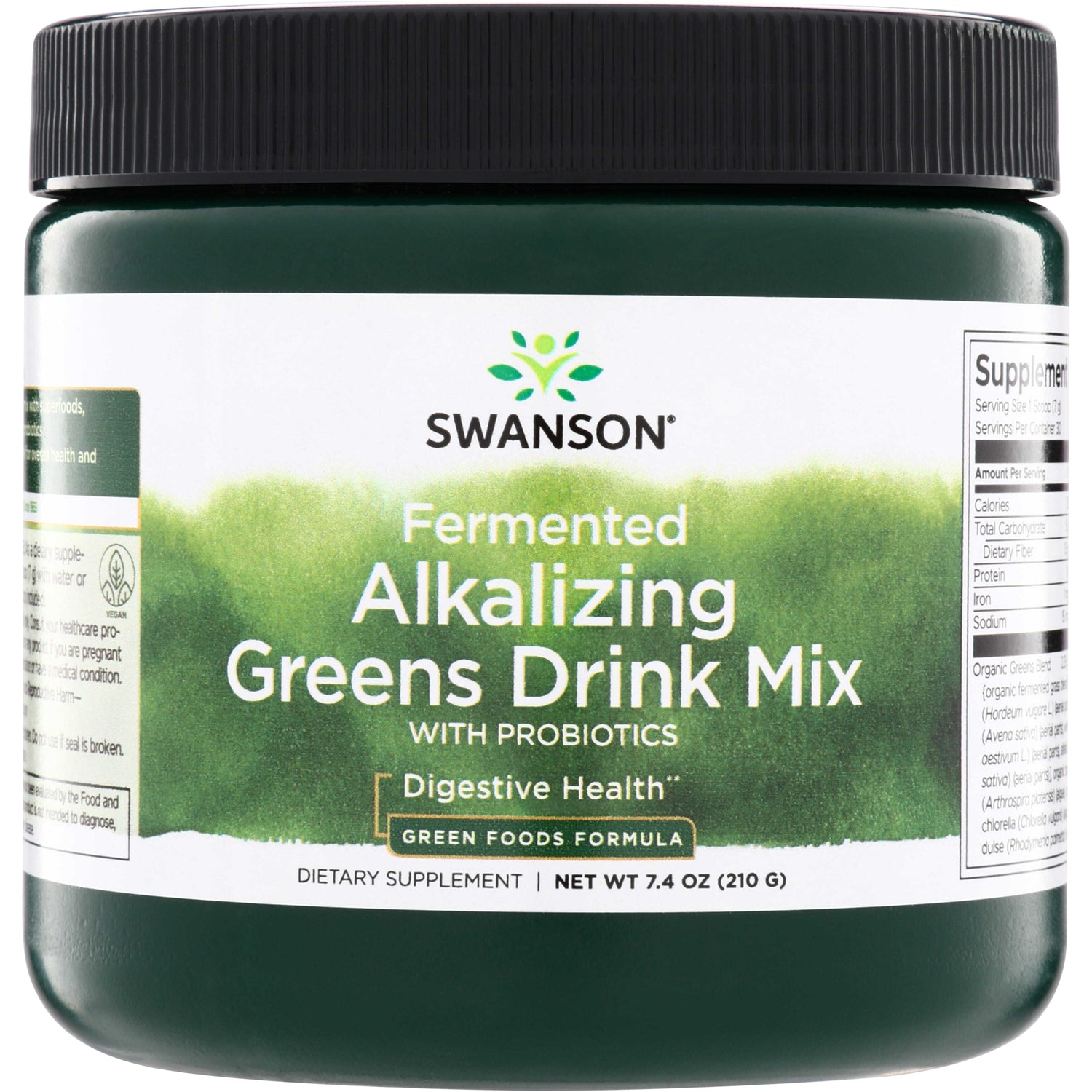 SWB006 | Swanson Fermented Alkalizing Greens Drink Mix with Probiotics, Digestive Health, 7.4 oz