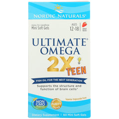 NRN093 | Nordic Naturals Ultimate Omega 2X Teen fish oil box, 60 mini soft gels for ages 12-18