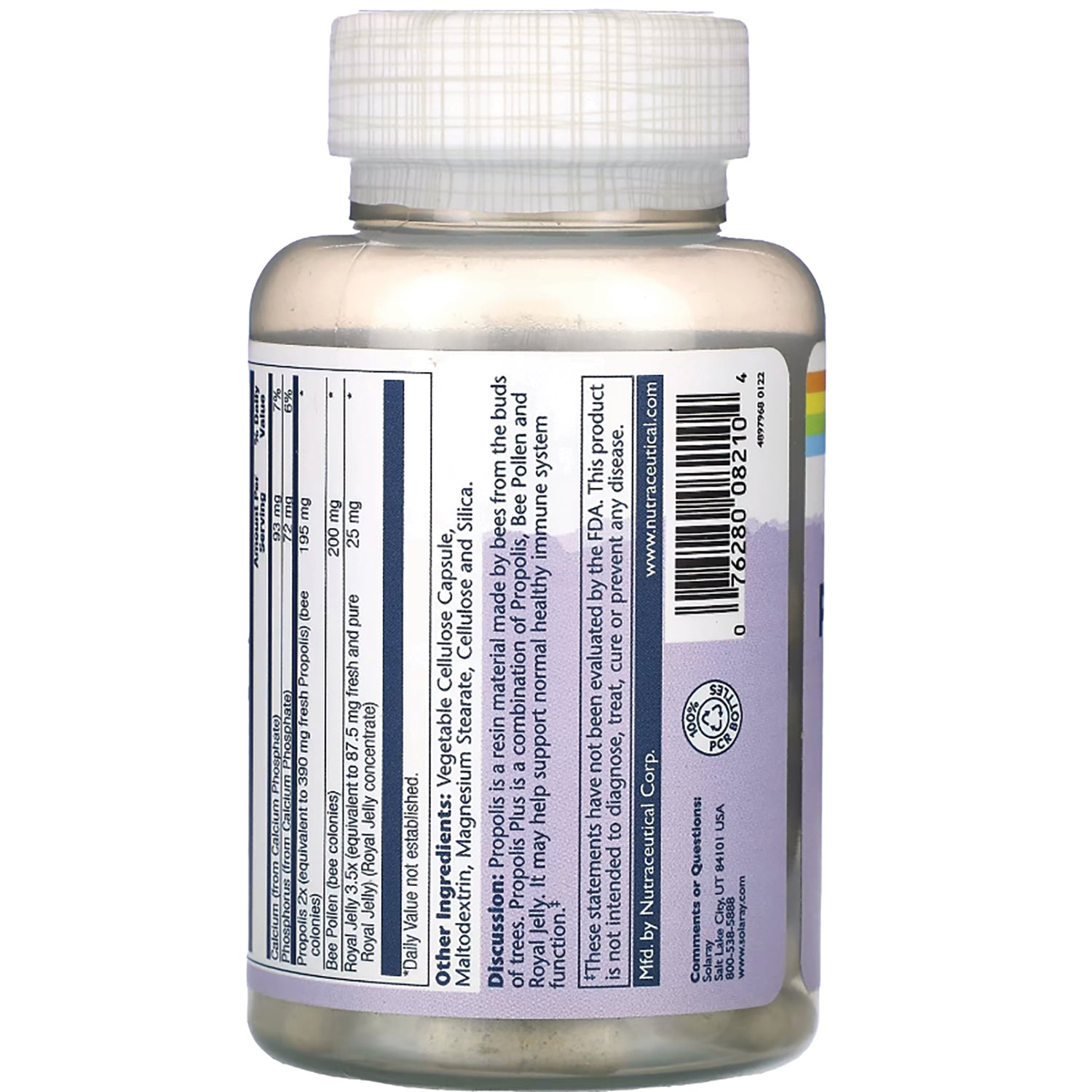 SLR395 | Back label with supplement facts, ingredients, and barcode