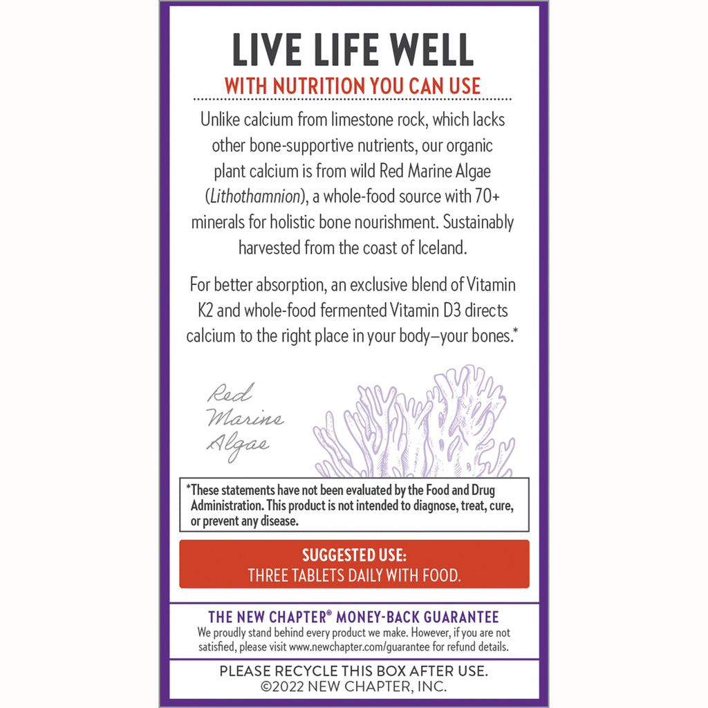 NWC309 | Back panel with copy about red marine algae, disclaimer, and suggested use THREE TABLETS DAILY WITH FOOD - Thumbnail