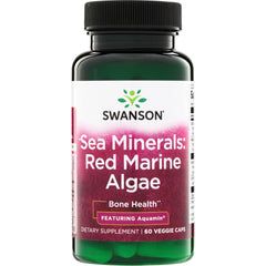 SWU682 | Swanson Sea Minerals Red Marine Algae supplement bottle, Bone Health, Featuring Aquamin, 60 veggie caps