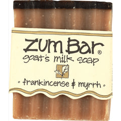 IW021 | Zum Bar goat's milk soap bar with frankincense & myrrh label, front view