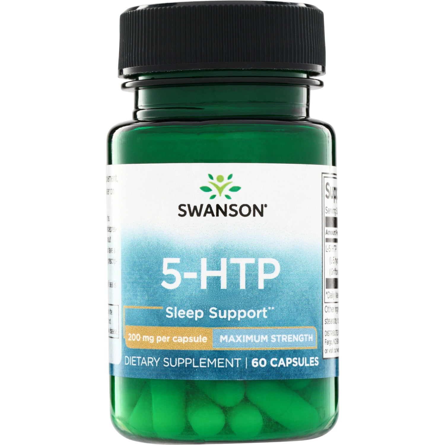 SWU963 | Swanson 5-HTP Sleep Support, maximum strength 200 mg per capsule, dietary supplement, 60 capsules bottle