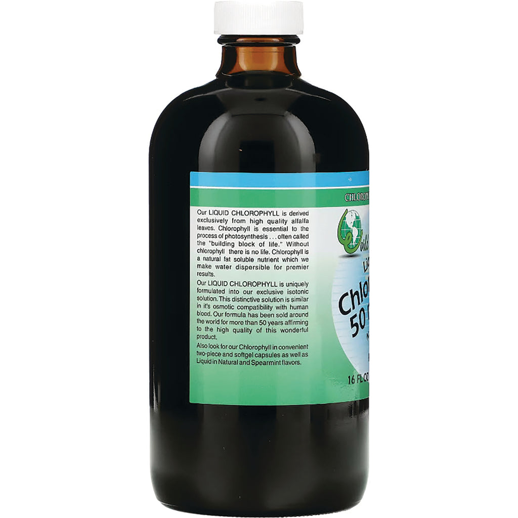 WOG010 | Back of bottle showing Liquid Chlorophyll label text, 16 fl oz - Thumbnail