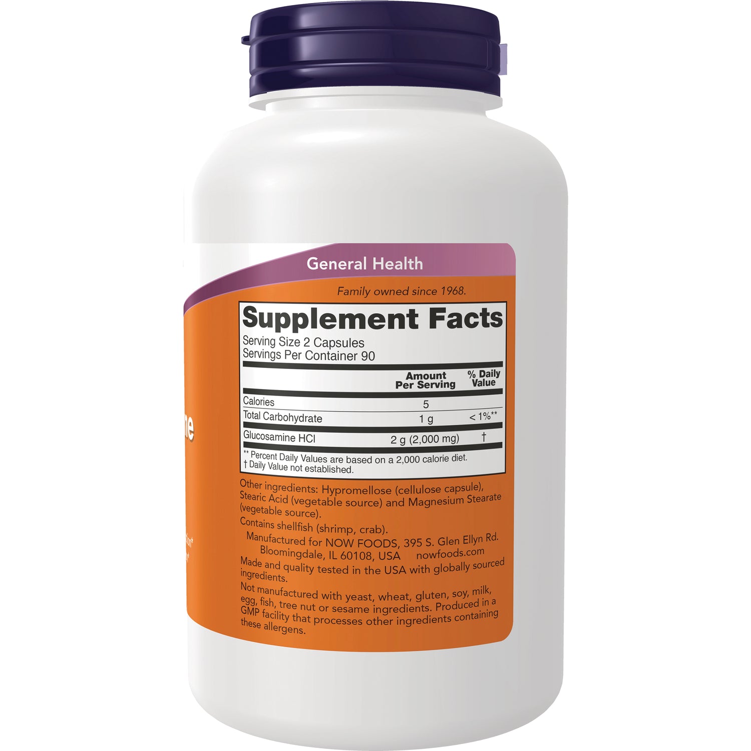 NWF678 | bottle back showing Supplement Facts panel and ingredient and allergen information on orange label