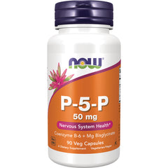 NWF1371 | NOW P-5-P 50 mg supplement bottle front label, Nervous System Health, 90 Veg Capsules