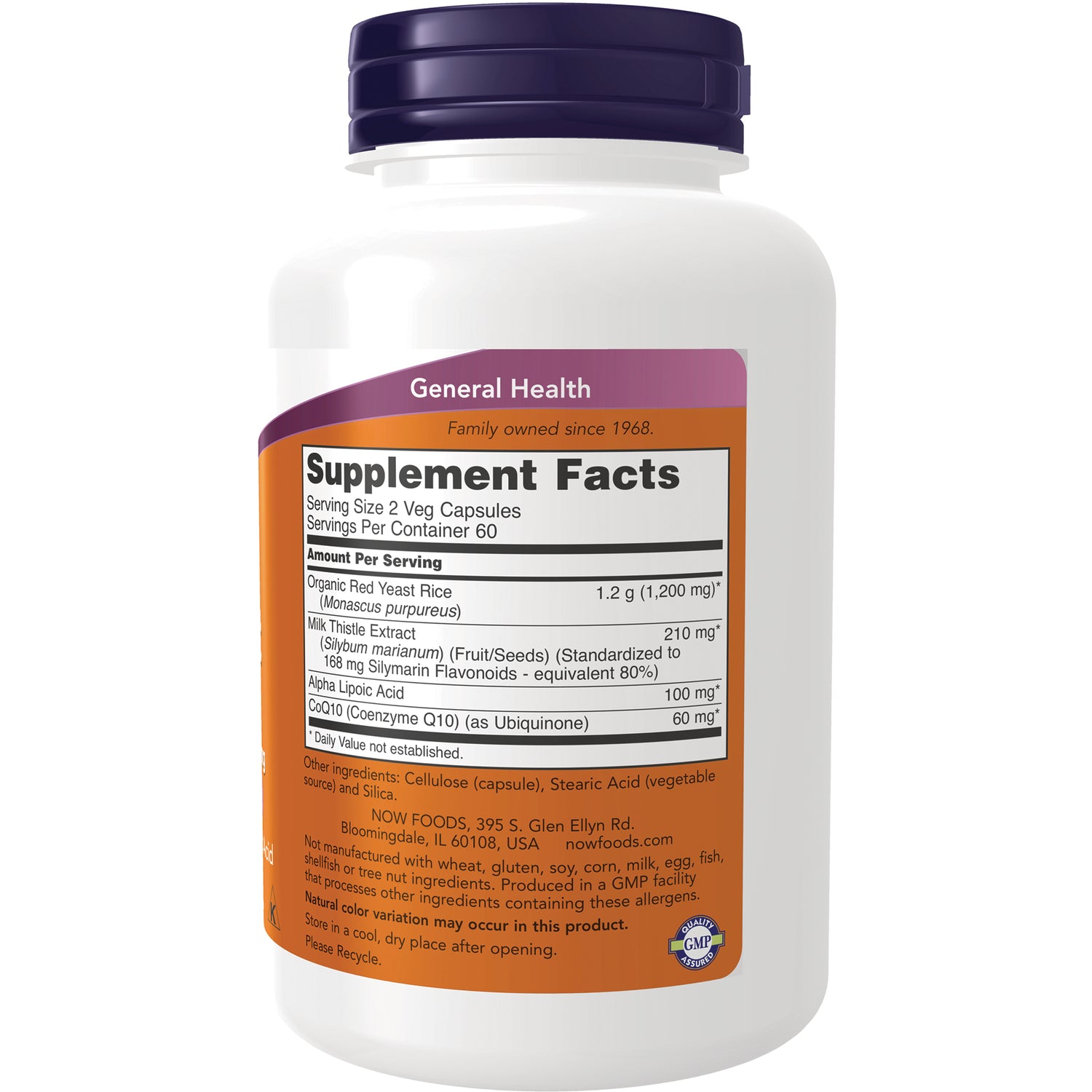 NWF347 | back of white supplement bottle showing Supplement Facts label with serving size and ingredient amounts