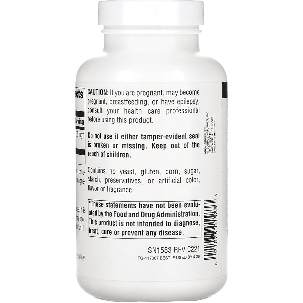 SN195 | Back label with caution and FDA disclaimer text plus barcode - Thumbnail