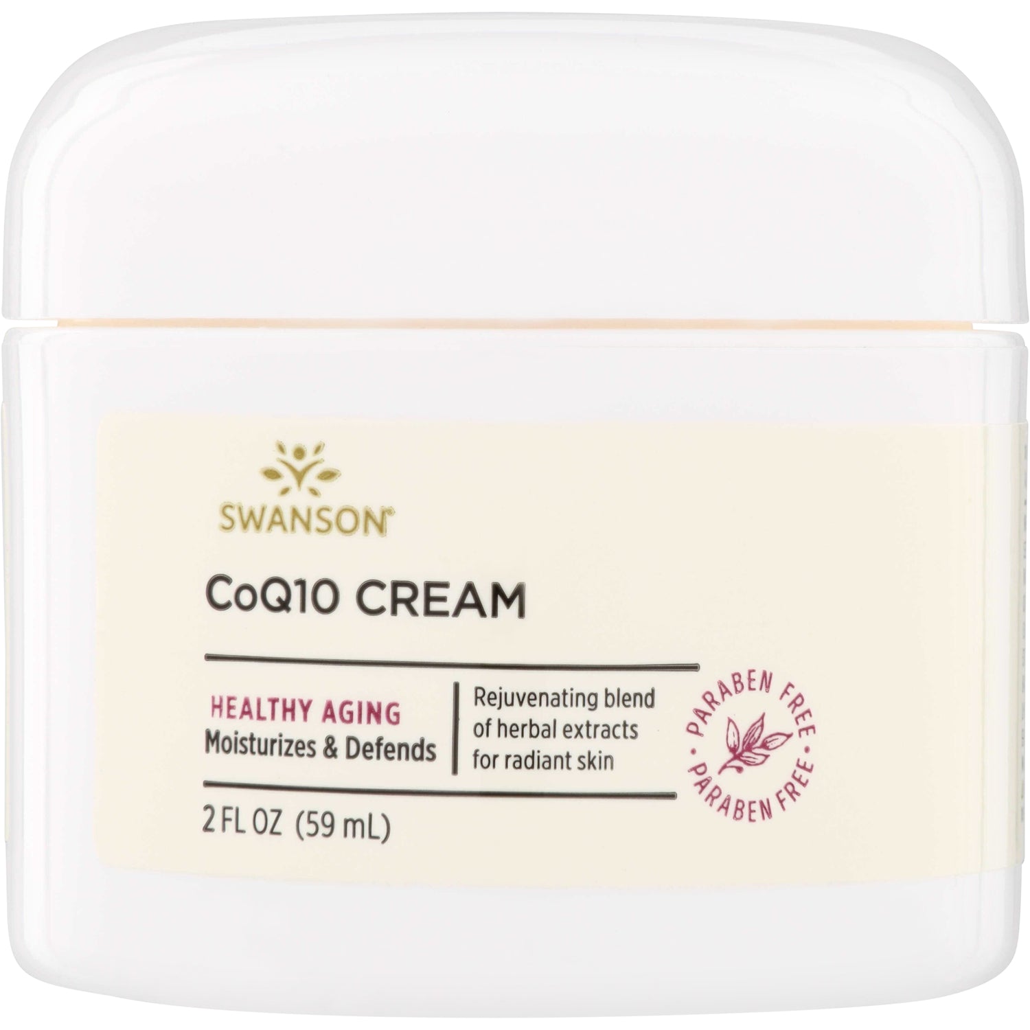 SW1462 | Swanson CoQ10 Cream jar, Healthy Aging, moisturizes and defends, paraben free, 2 fl oz