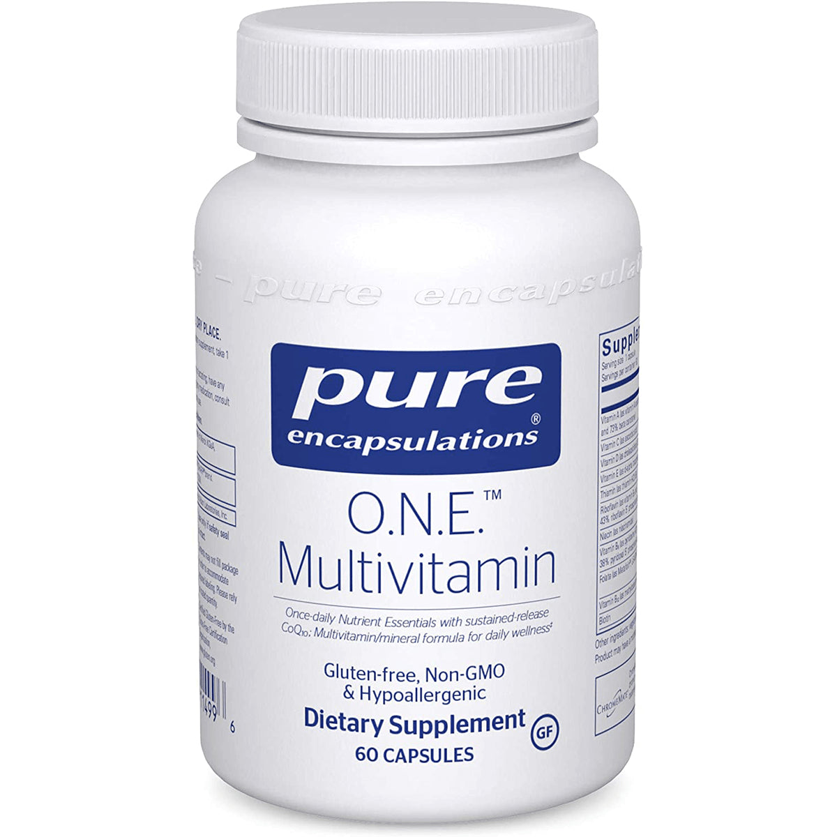 PRN023 | Pure Encapsulations O.N.E. Multivitamin white bottle, 60 capsules, front label