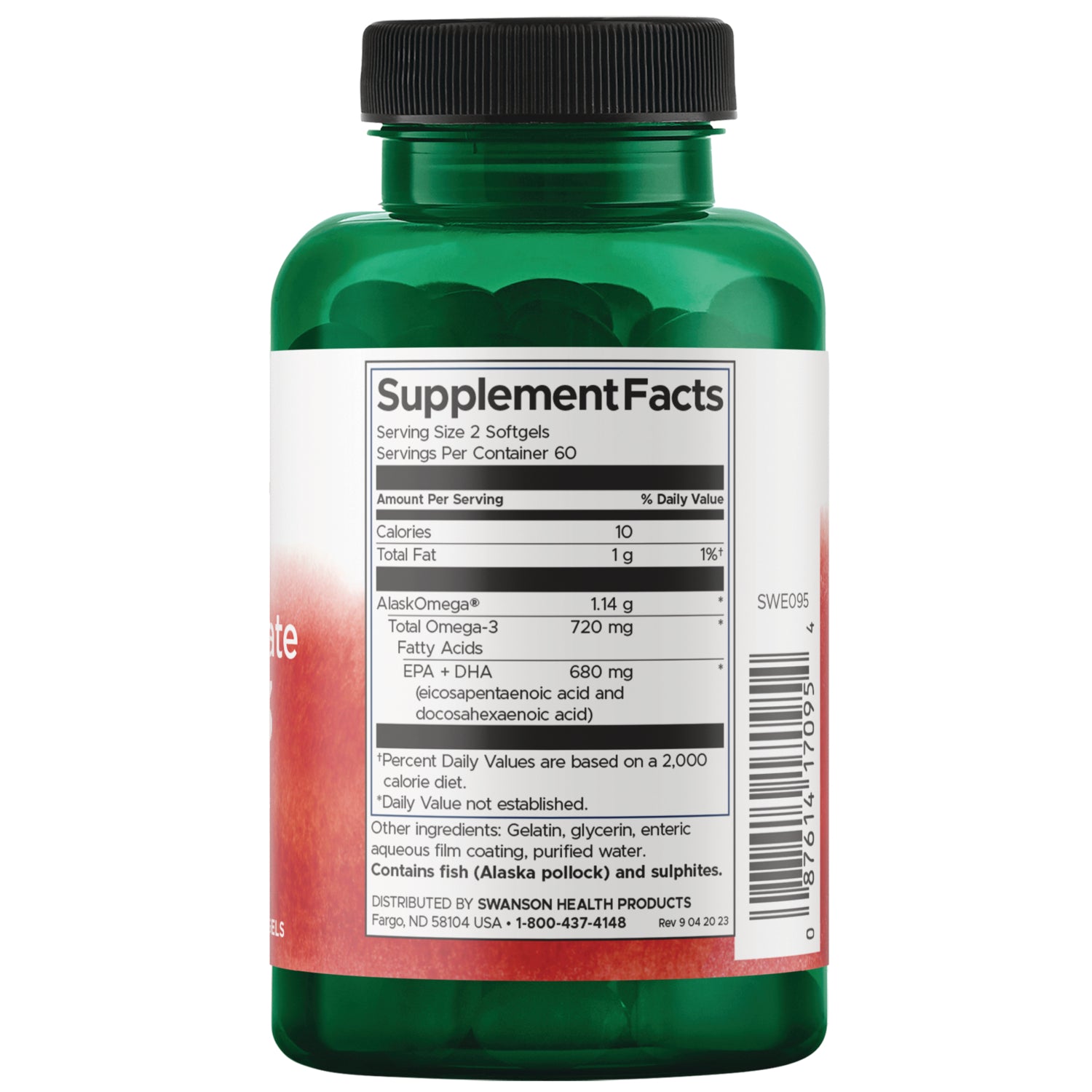 SWE095 | Back label with supplement facts and serving information