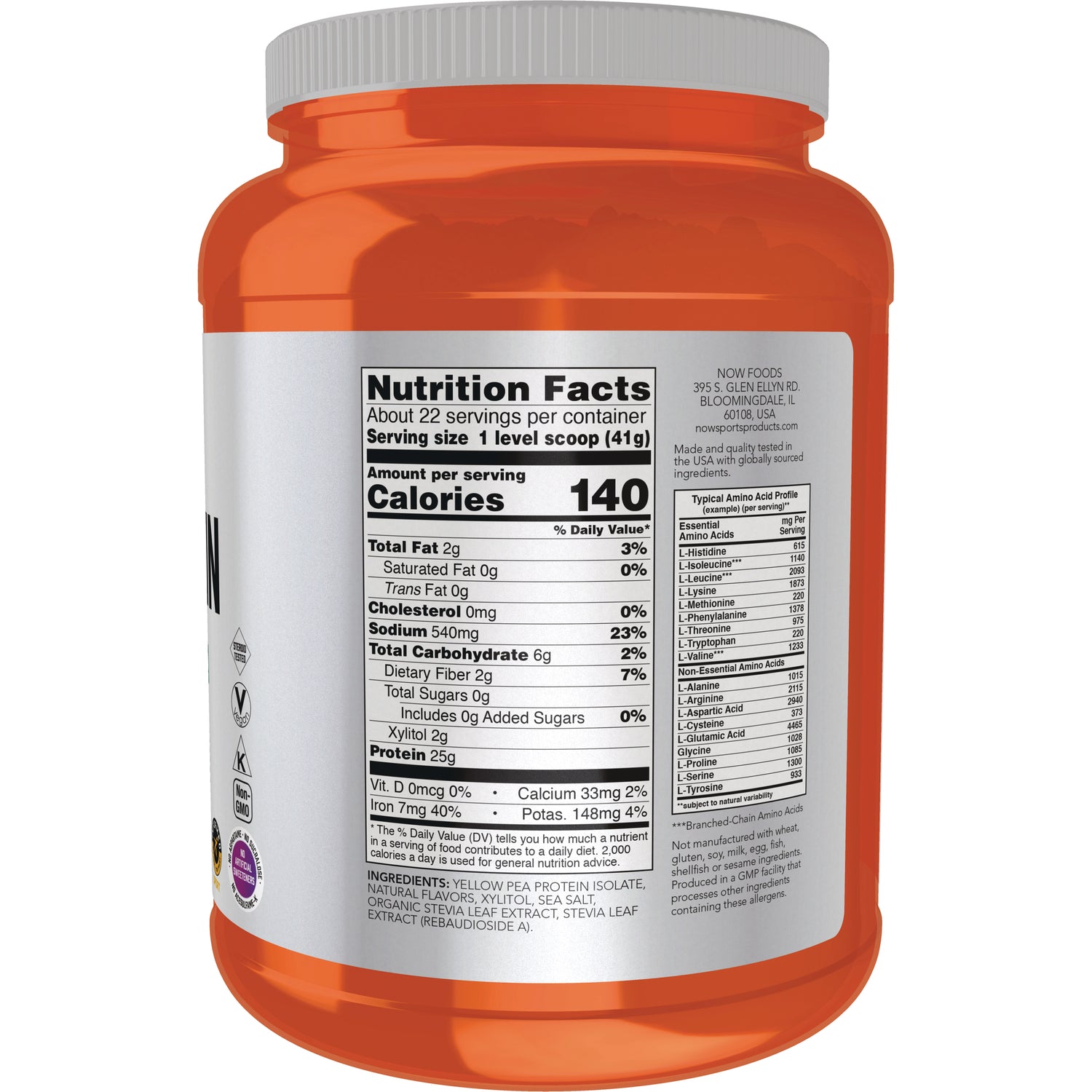 NWF1184 | back of orange supplement jar showing Nutrition Facts panel and ingredient list