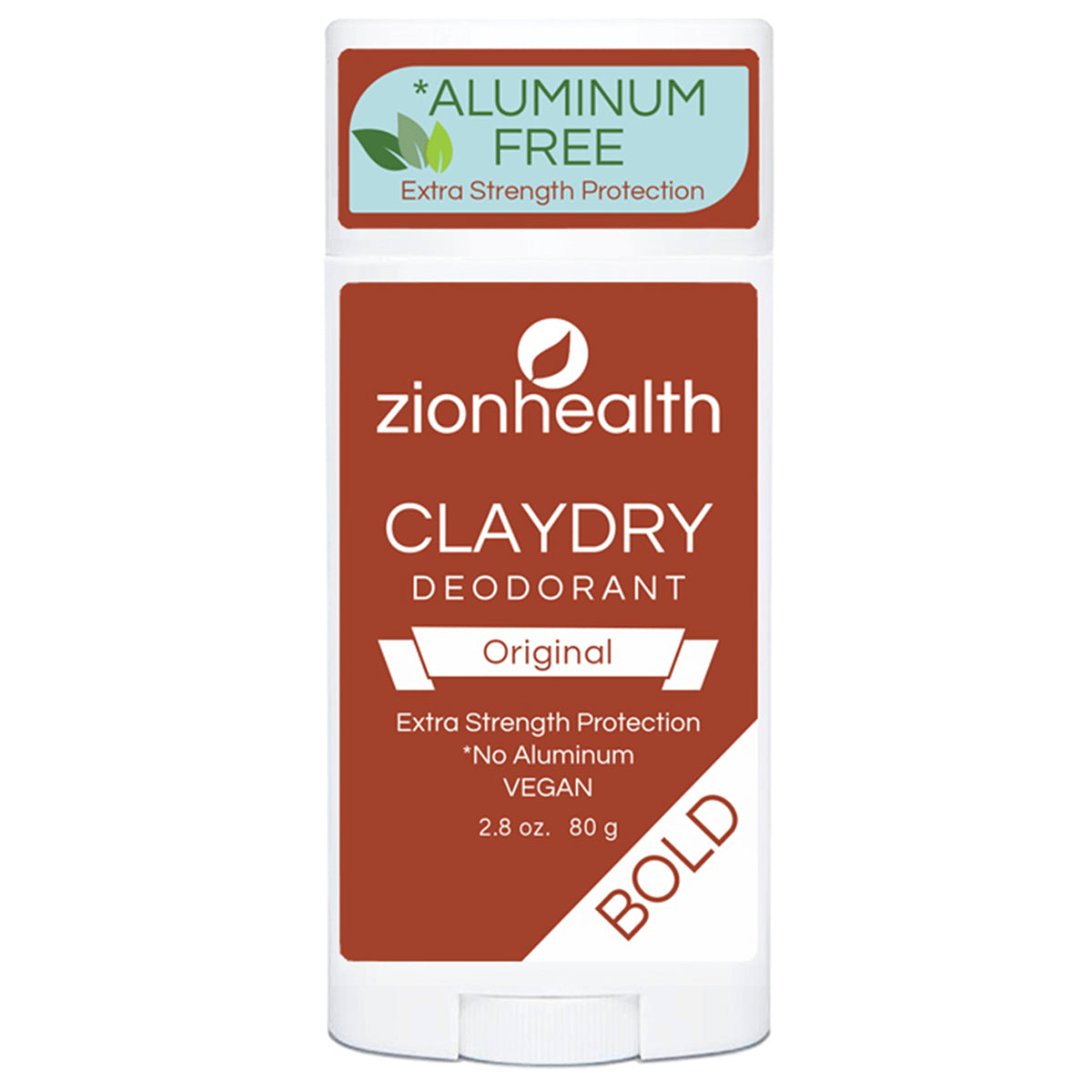 ZH003 | zionhealth ClayDry Deodorant Original, Aluminum Free, Extra Strength Protection, Bold, 2.8 oz 80 g
