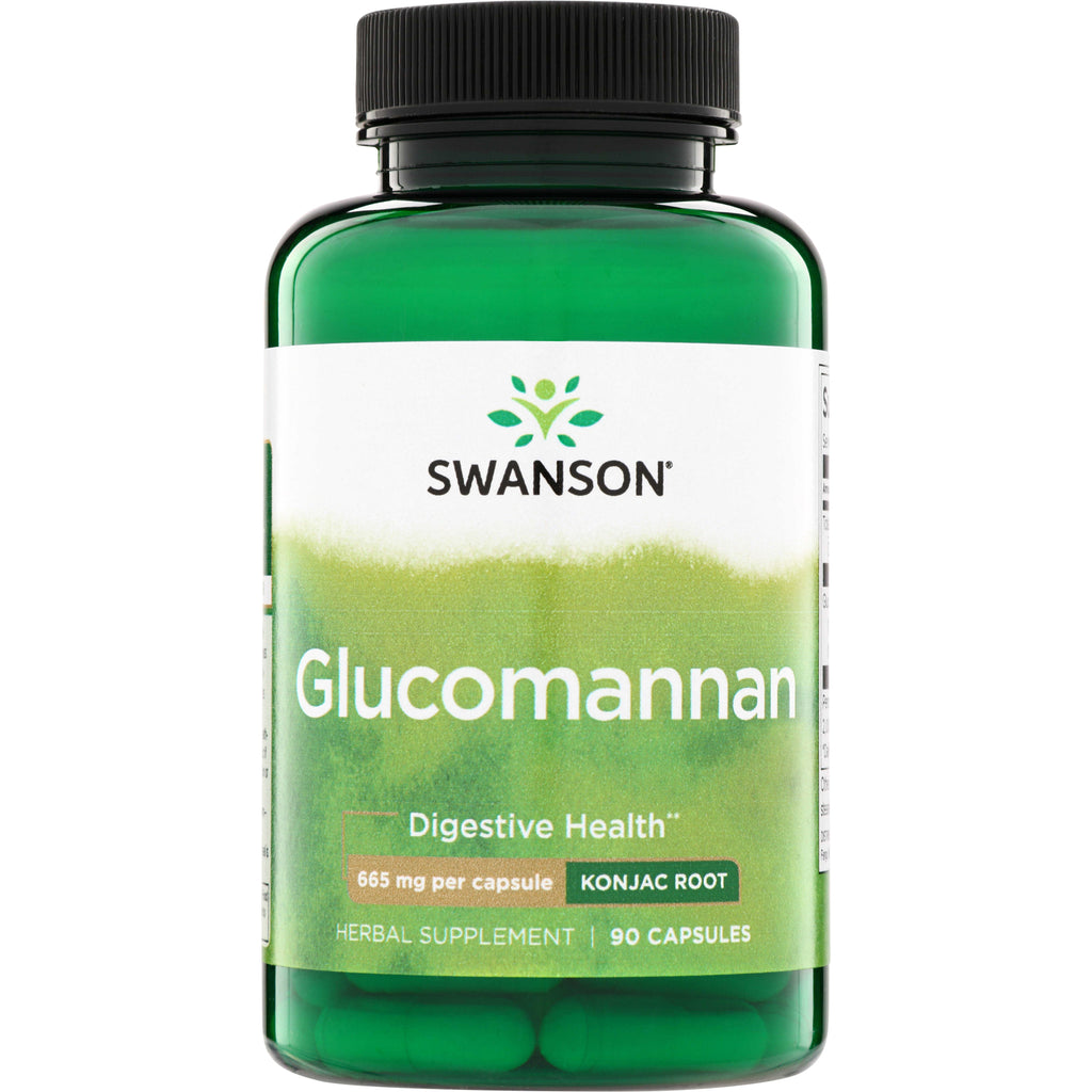SW1743 | Swanson Glucomannan, Digestive Health, 665 mg per capsule, Konjac Root, 90 Capsules bottle front - Thumbnail