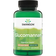 SW1743 | Swanson Glucomannan, Digestive Health, 665 mg per capsule, Konjac Root, 90 Capsules bottle front