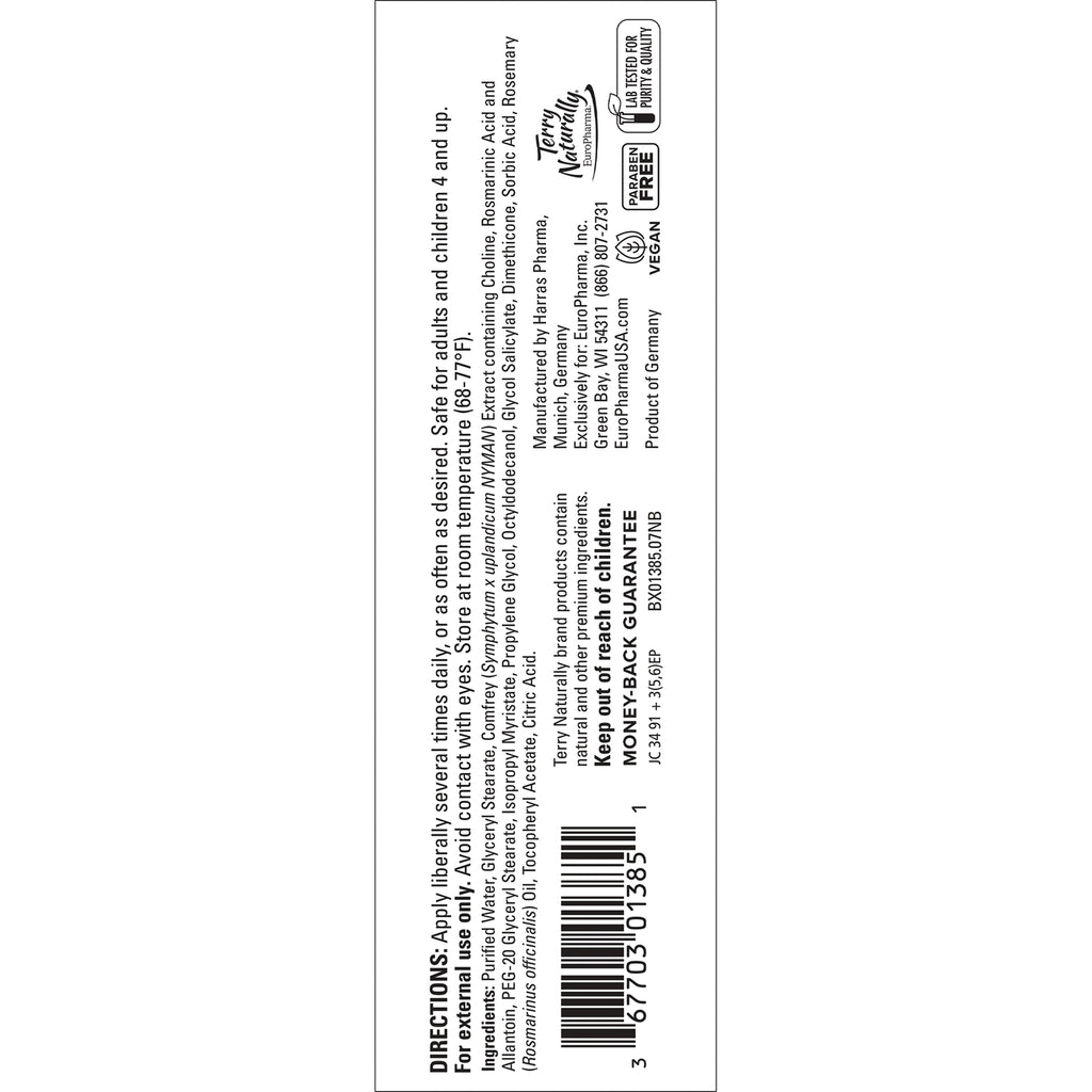 EUR029 | back label showing directions, ingredients list, barcode and certification logos - Thumbnail