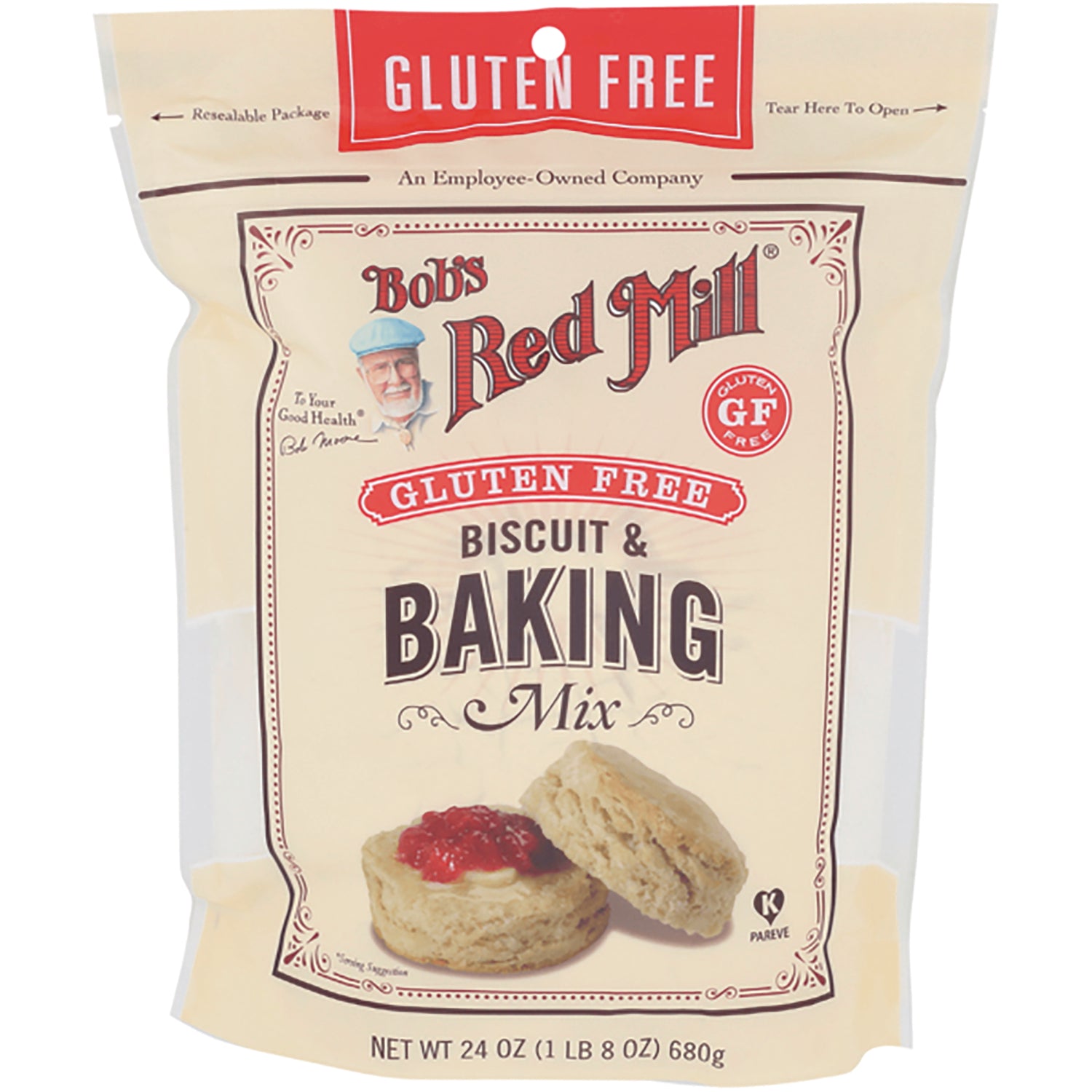 BOB448 | Bob's Red Mill gluten free biscuit & baking mix front packaging with biscuits