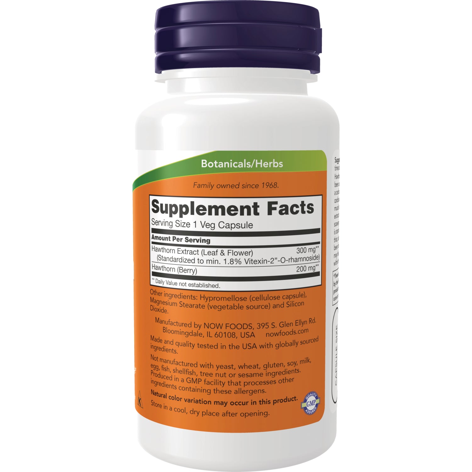 NWF551 | back label of white supplement bottle showing Supplement Facts panel and ingredient text