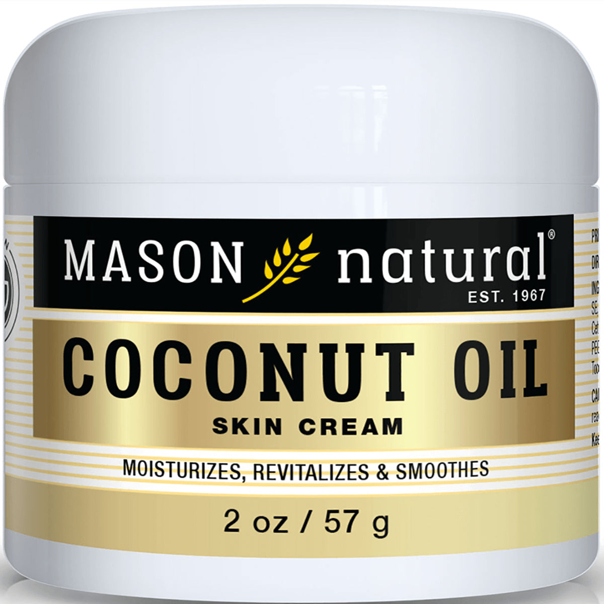 MSN045 | Mason Natural coconut oil skin cream jar showing front label, 2 oz