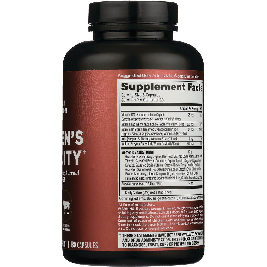 ATN101 | Back label showing Supplement Facts panel, serving size, ingredients and warnings on brown supplement bottle - Thumbnail