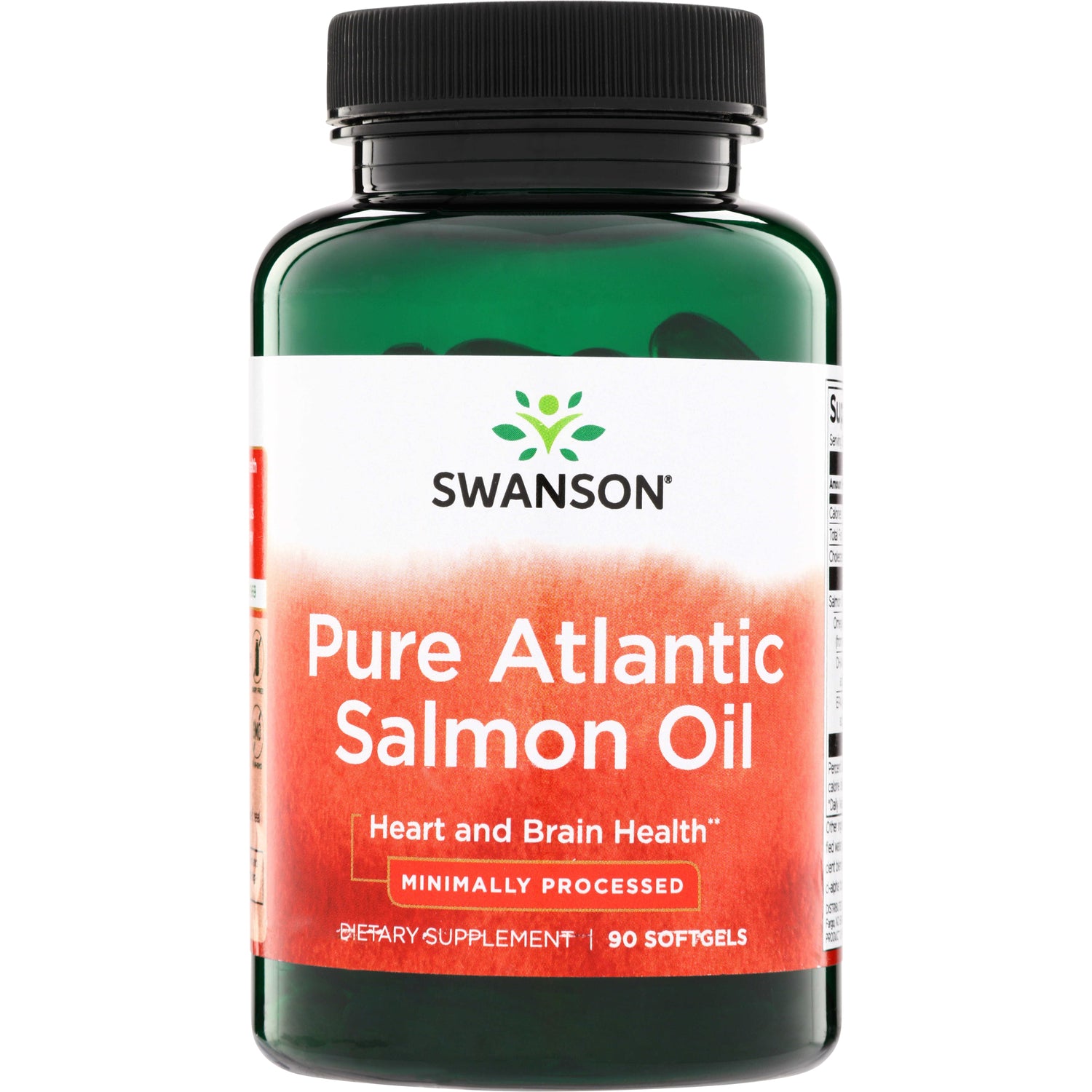 SWE086 | Swanson Pure Atlantic Salmon Oil bottle front, Heart and Brain Health, 90 softgels