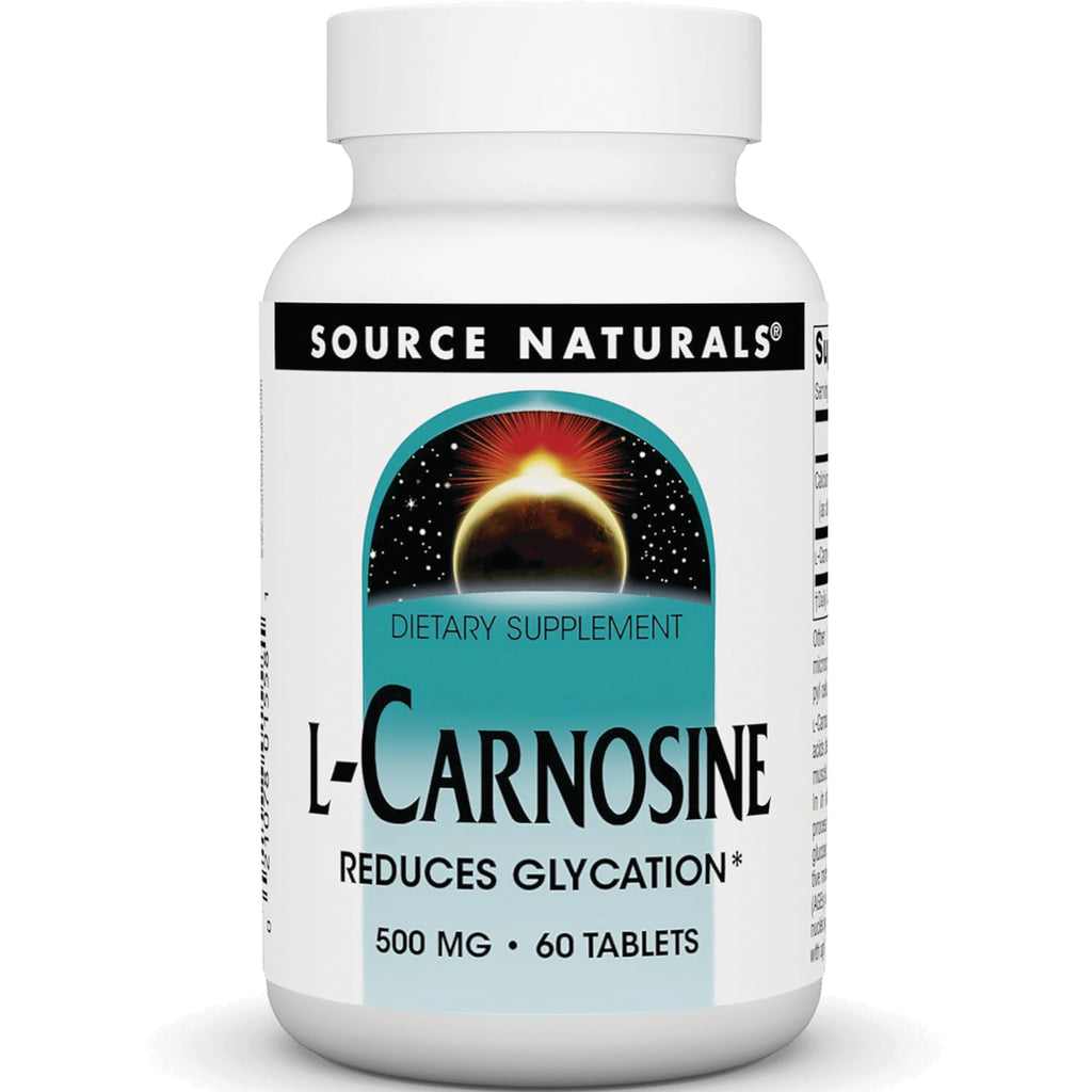 SN462 | Source Naturals L-Carnosine dietary supplement, 500 mg, 60 tablets, front label - Thumbnail