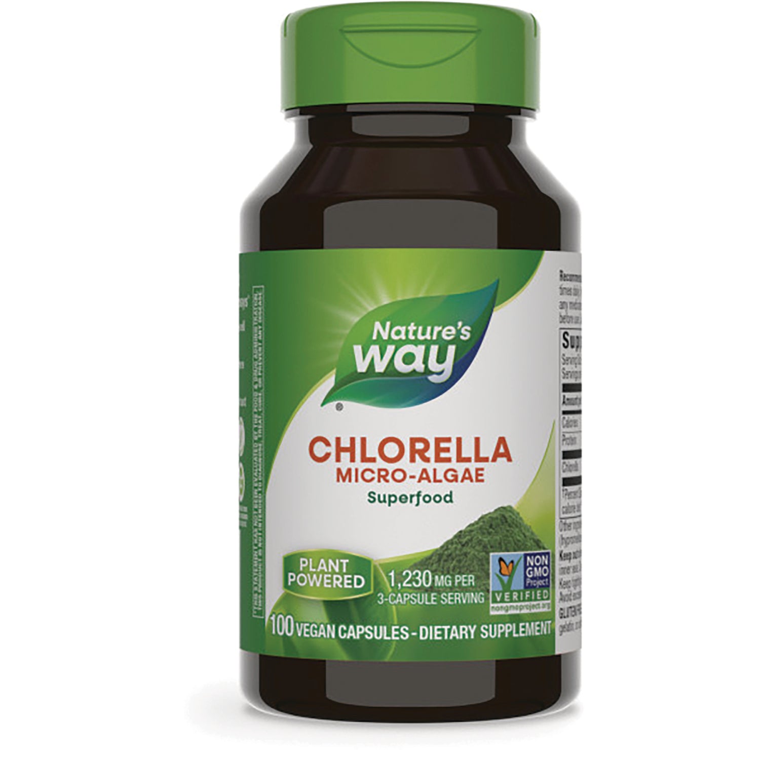 NW782 | Nature's Way Chlorella micro-algae supplement bottle labeled 100 vegan capsules