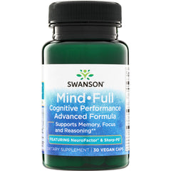 SW1827 | Swanson MindFull cognitive performance supplement, supports memory, focus, and reasoning, 30 vegan caps