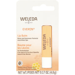 WEL018 | Weleda Everon Lip Balm front packaging, rose and beeswax formula, net wt 0.17 oz
