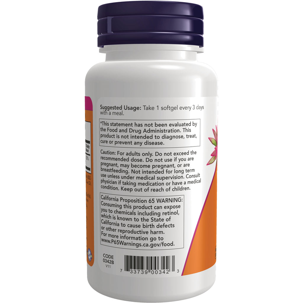 NWF364 | Back of white supplement bottle showing suggested usage, caution and California Proposition 65 warning panels and barcode - Thumbnail