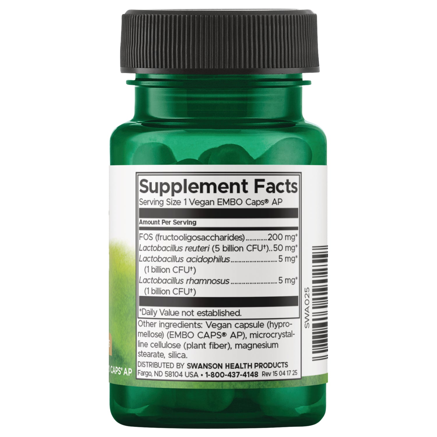 SWA025 | Back label with Supplement Facts