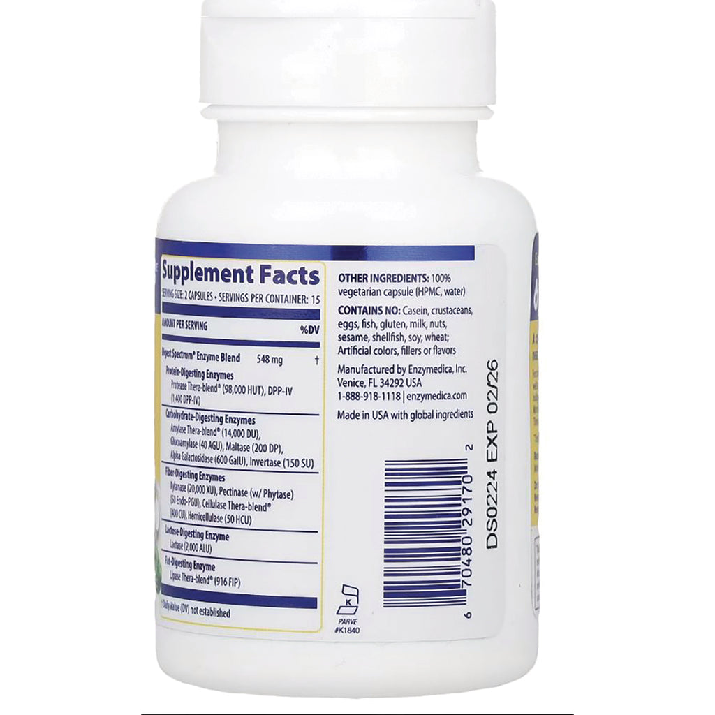 EMD030 | Back label showing Supplement Facts panel, ingredient warnings and barcode on white supplement bottle - Thumbnail