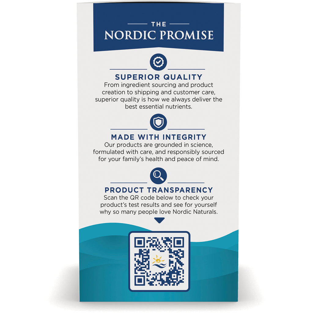 NRN133 | The Nordic Promise product infographic listing Superior Quality, Made with Integrity, Product Transparency and a QR code - Thumbnail
