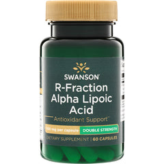 SWU250 | Swanson R-Fraction Alpha Lipoic Acid supplement bottle, 100 mg per capsule, 60 capsules, double strength