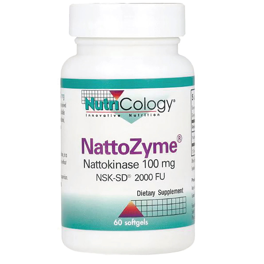 NCL056 | NutriCology NattoZyme nattokinase 100 mg dietary supplement bottle, 60 softgels, front label - Thumbnail