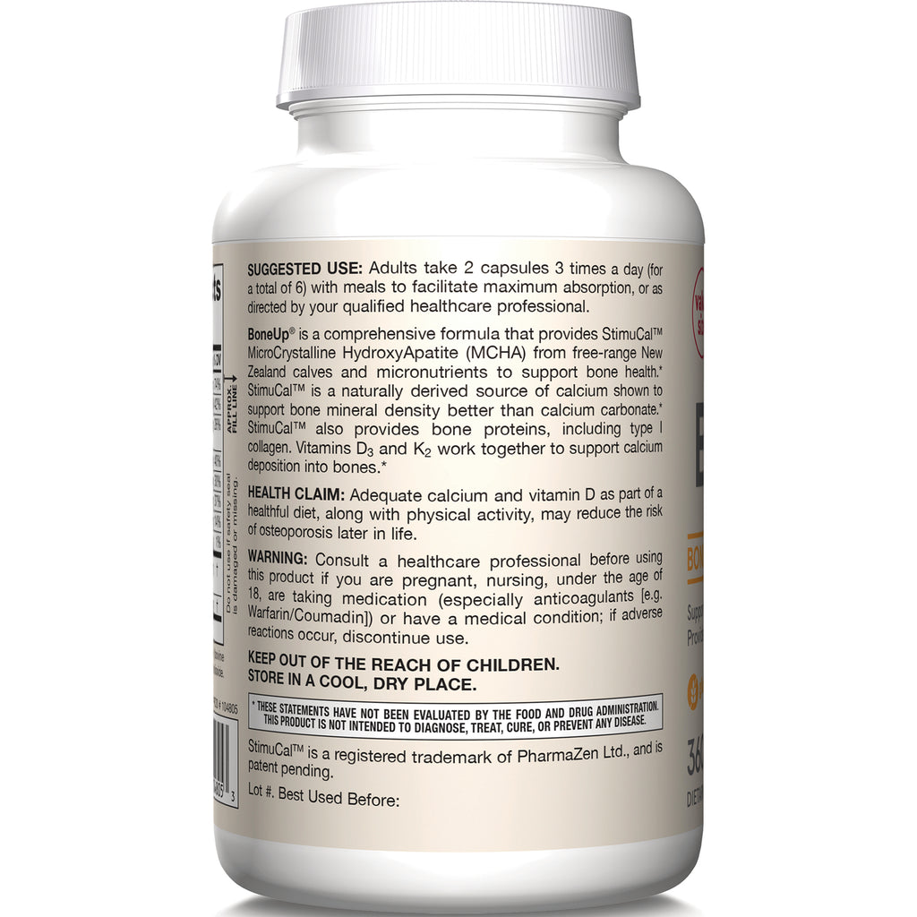 Back label of supplement bottle showing suggested use, health claim, warnings, and storage instructions - Thumbnail