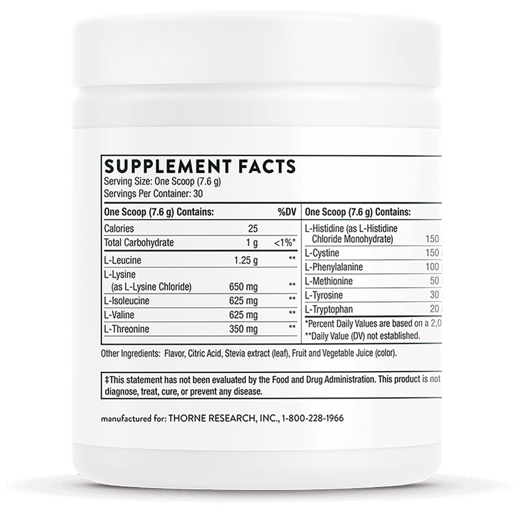 TRN004 | Supplement Facts panel for amino acid powder; One Scoop (7.6 g) contains LLeucine 1.25 g - Thumbnail
