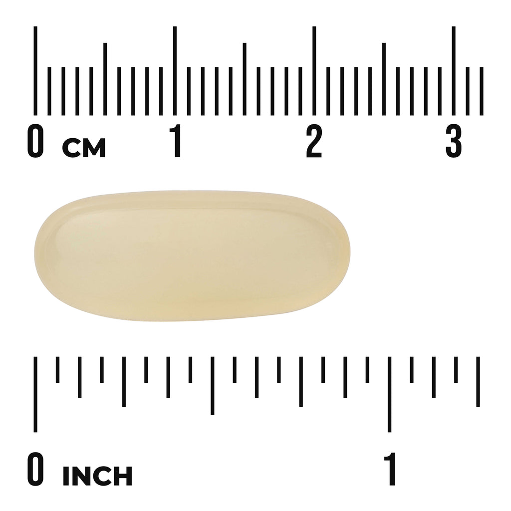 SWH162 | Oblong beige softgel shown with size rulers in cm and inches - Thumbnail