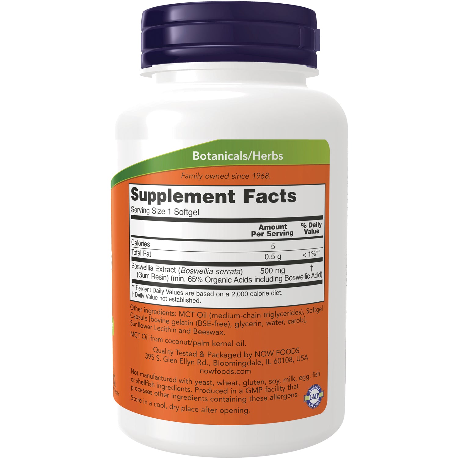NWF1234 | Back label showing Supplement Facts panel and ingredient details on white supplement bottle