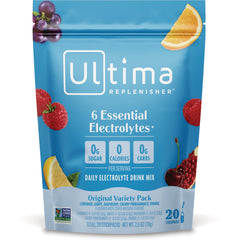 UHP031 | Ultima Replenisher electrolyte drink mix, Original Variety6 Essential Electrolytes, 0g sugar, 20 stickpacks