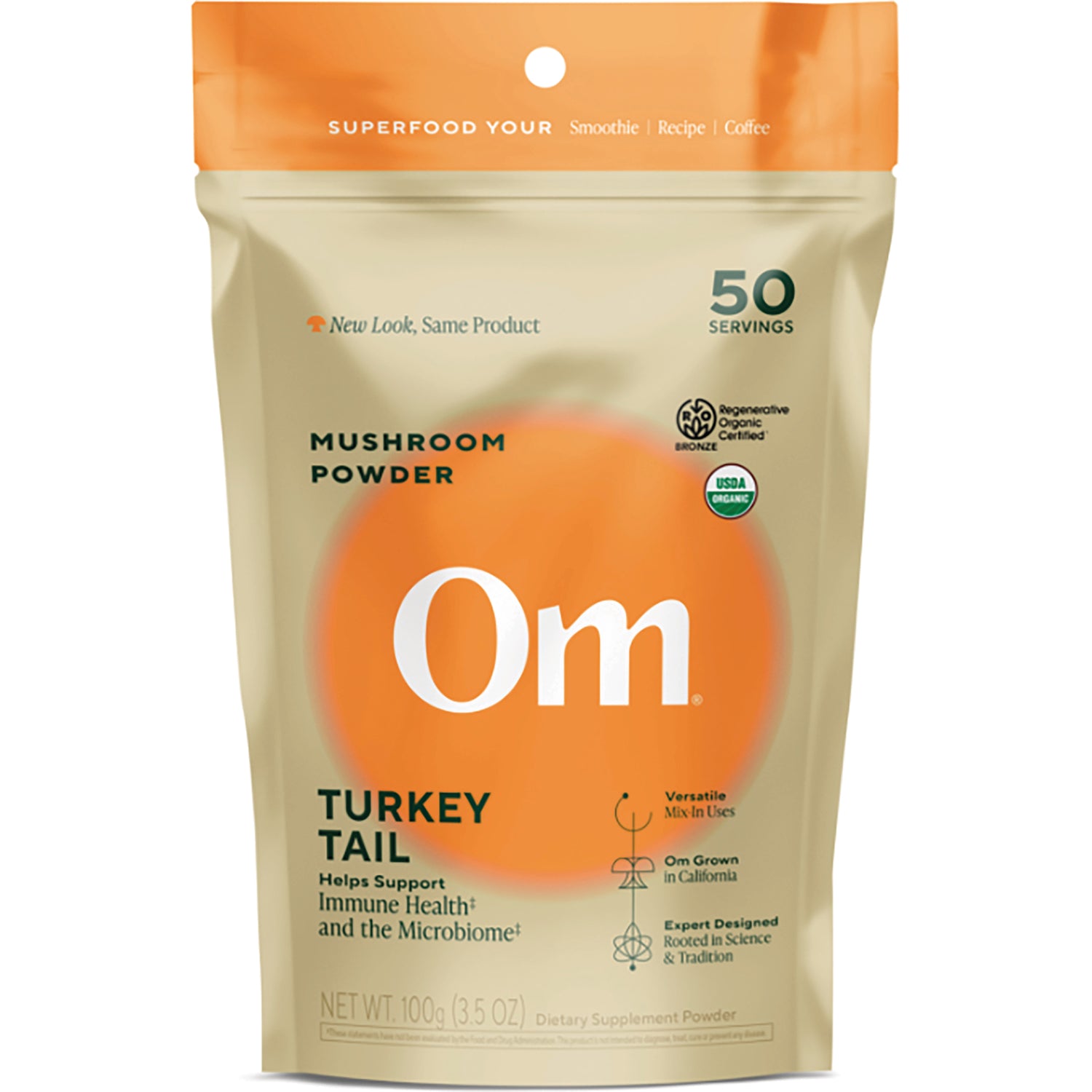 MMX011 | OM Turkey Tail certified organic mushroom powder pouch 100 g immune defense