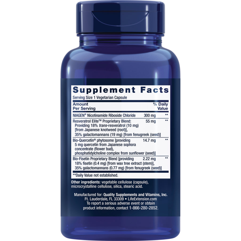 LE491 | supplement facts label and ingredient panel on back of blue supplement bottle - Thumbnail