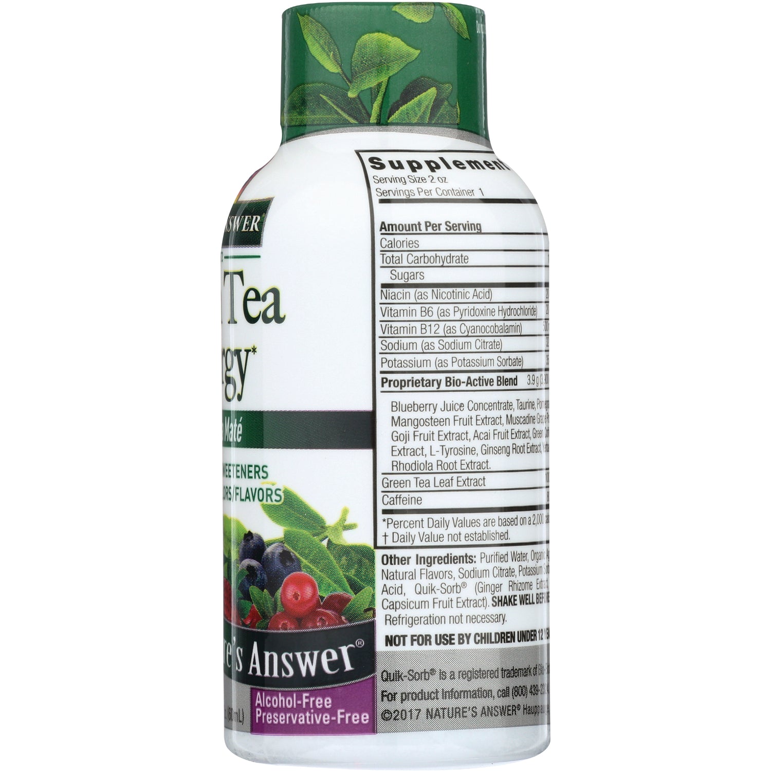 NAT342 | Back label showing supplement facts, ingredients, and warning text on a white bottle