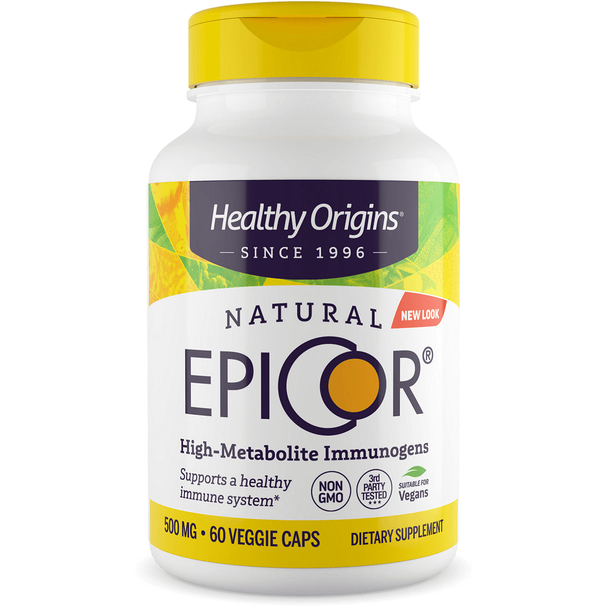 HRG056 | Healthy Origins EPICOR natural supplement bottle front showing label, 500 mg 60 veggie caps