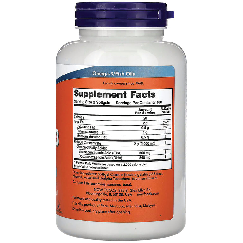 NWF1366 | back label showing Supplement Facts and ingredients for omega-3 fish oil softgels - Thumbnail