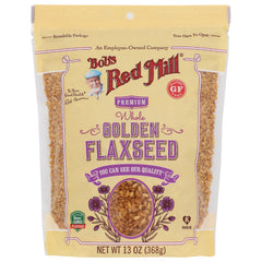 BOB255 | Bob's Red Mill premium whole golden flaxseed 13 oz resealable pouch front packaging with product window