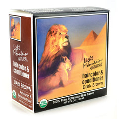 LTM011 | Light Mountain Natural hair color & conditioner box Dark Brown with lion illustration and USDA Organic seal