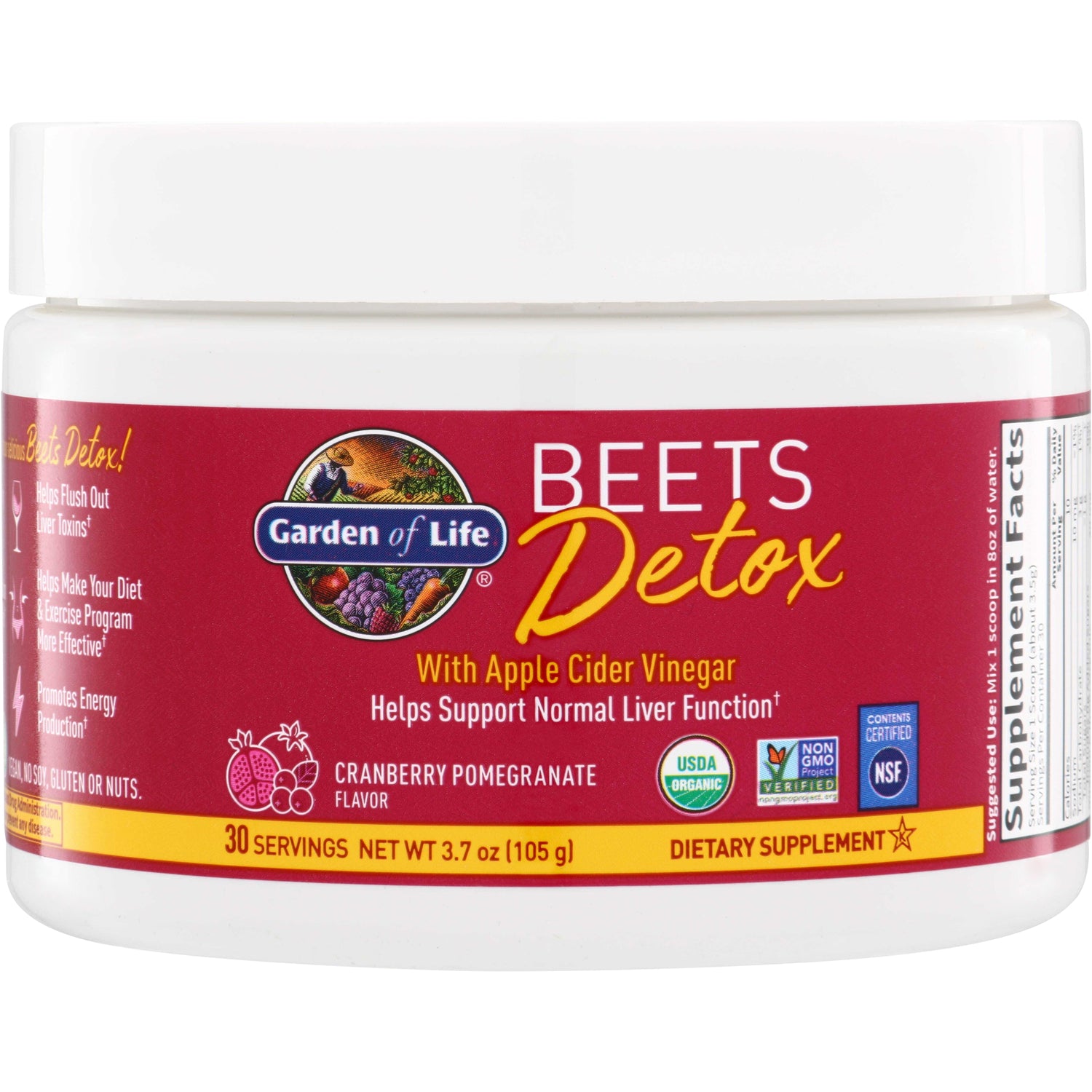 GLF353 | Garden of Life Beets Detox with Apple Cider Vinegar, Cranberry Pomegranate flavor, 30 servings