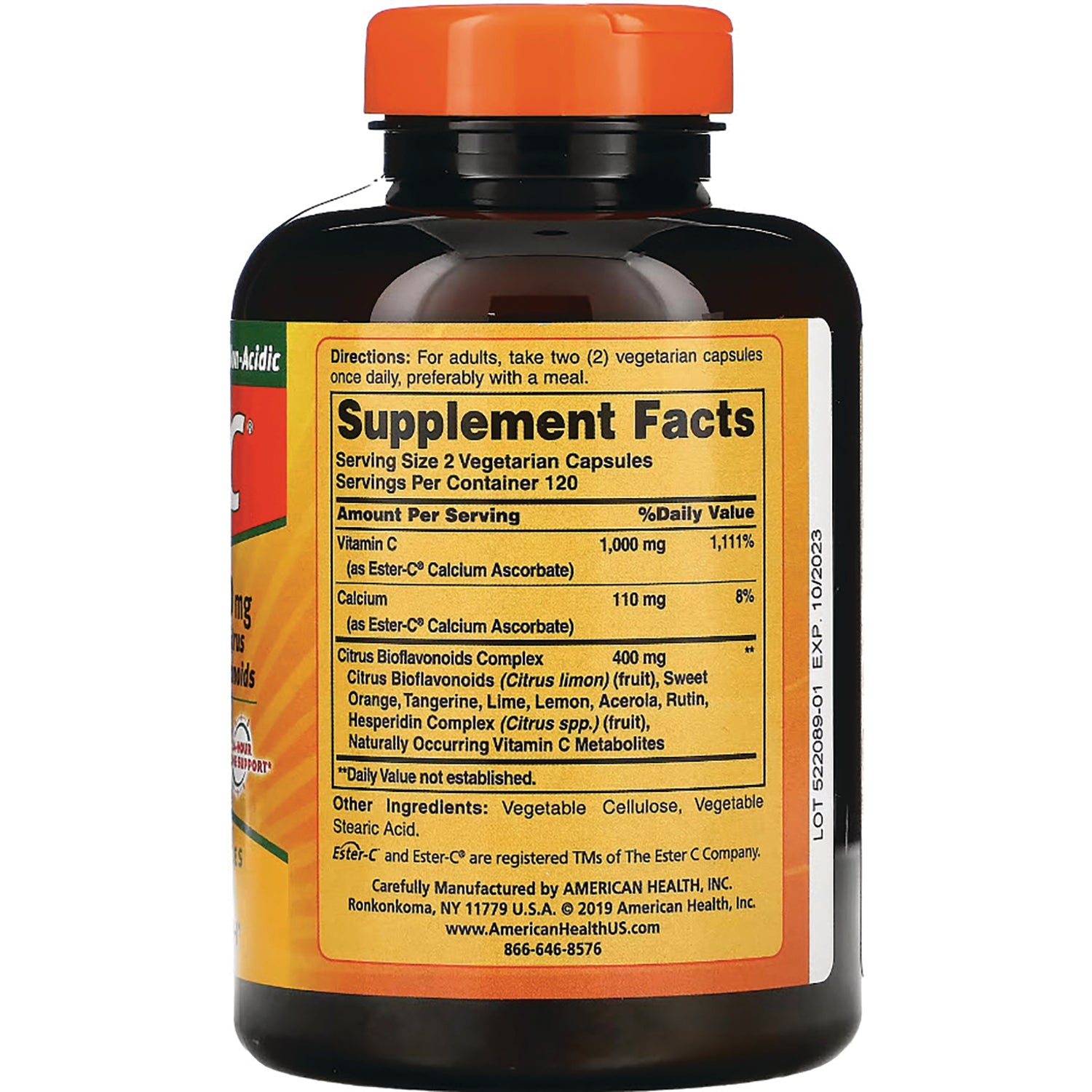 AM120 | Back label with Supplement Facts panel and directions